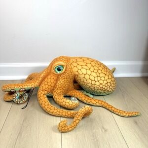 Large Octopus Plush Toy Orange Blue Sea Animal Stuffed Decor 32 Inch Soft